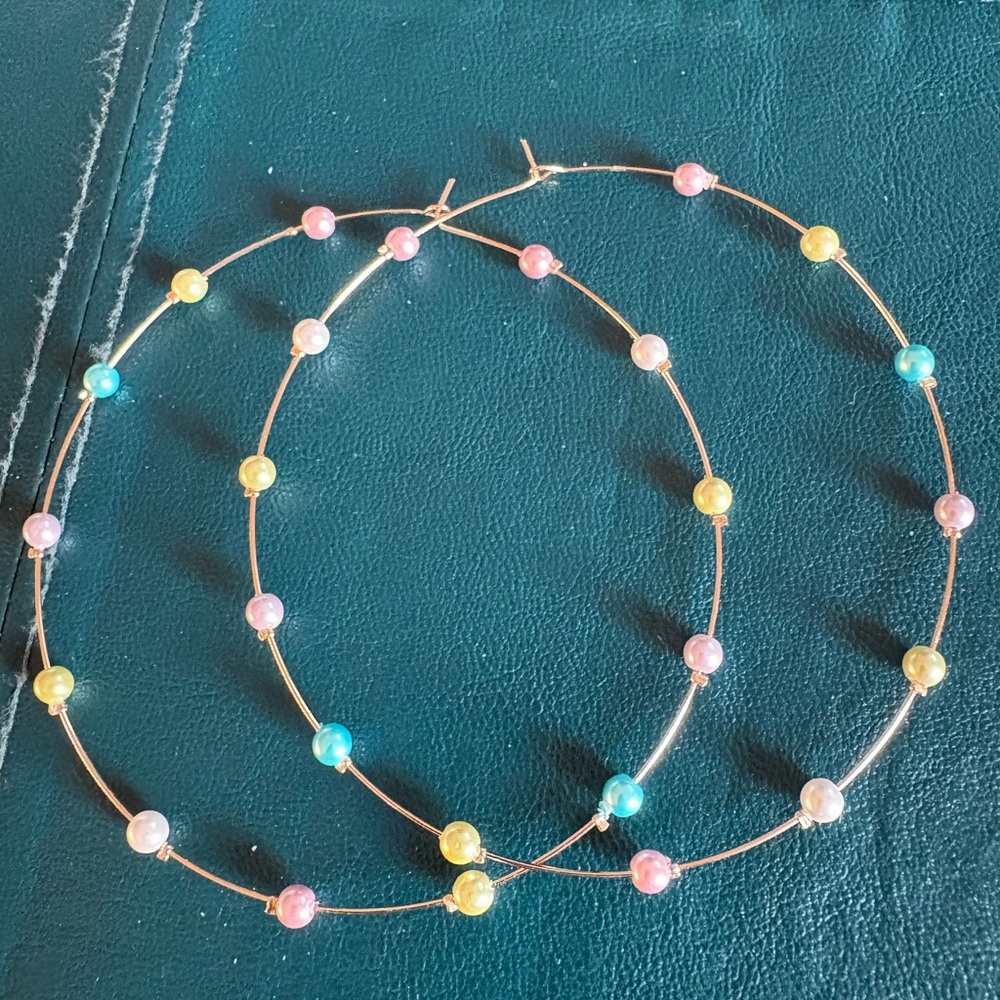 Colorful Beaded Hoop Earrings